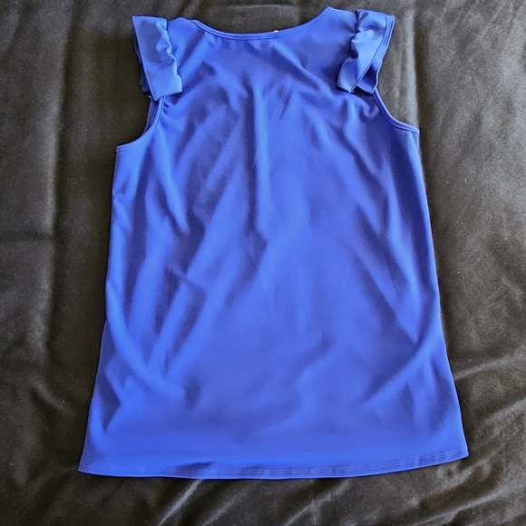 Bibi Ruffle Sleeved Tunic Length Blouse – Brilliant Blue, Size XL - Picture 4 of 4